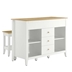 Farmstead 3-Piece Kitchen Island and Stool Set - Oak White