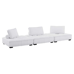 Saunter Tufted Fabric Fabric 3-Piece Sofa - White 