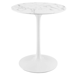 Lippa 28" Round Artificial Marble Dining Table - White 