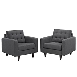 Empress Armchair Upholstered Fabric Set of 2 - Gray 