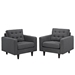 Empress Armchair Upholstered Fabric Set of 2 - Gray - MOD1315