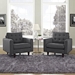 Empress Armchair Upholstered Fabric Set of 2 - Gray - MOD1315