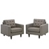 Empress Armchair Upholstered Fabric Set of 2 - Granite