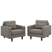 Empress Armchair Upholstered Fabric Set of 2 - Granite - MOD1316