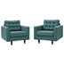 Empress Armchair Upholstered Fabric Set of 2 - Teal