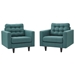 Empress Armchair Upholstered Fabric Set of 2 - Teal - MOD1319