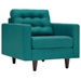 Empress Armchair Upholstered Fabric Set of 2 - Teal - MOD1319