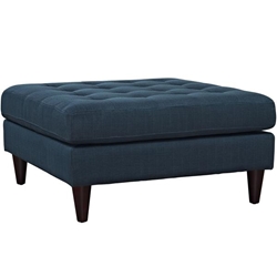 Empress Upholstered Fabric Large Ottoman - Azure 