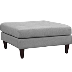 Empress Upholstered Fabric Large Ottoman - Light Gray 