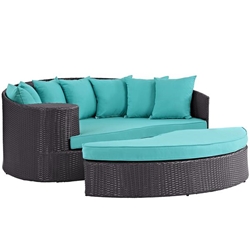 Convene Outdoor Patio Daybed - Espresso Turquoise 