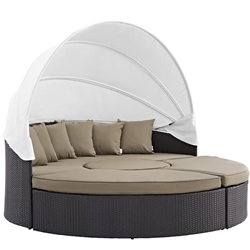 Convene Canopy Outdoor Patio Daybed - Espresso Mocha Style A 