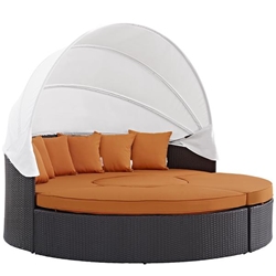 Convene Canopy Outdoor Patio Daybed - Espresso Orange Style A 