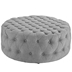 Amour Upholstered Fabric Ottoman - Light Gray