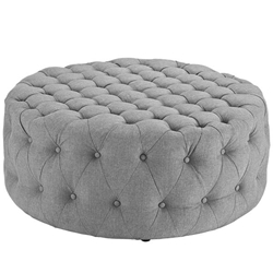 Amour Upholstered Fabric Ottoman - Light Gray 