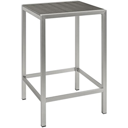 Shore Outdoor Patio Aluminum Bar Table - Silver Gray 