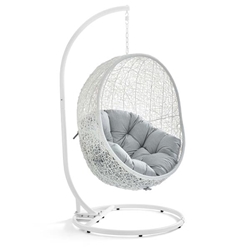 Hide Outdoor Patio Swing Chair With Stand - White Gray 