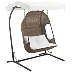 Vantage Outdoor Patio Swing Chair With Stand - Brown White 