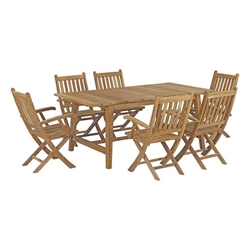 Marina 7 Piece Outdoor Patio Teak Outdoor Dining Set G - Natural 