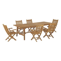 Marina 7 Piece Outdoor Patio Teak Outdoor Dining Set I - Natural 