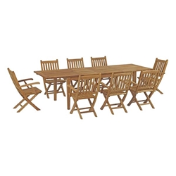 Marina 9 Piece Outdoor Patio Teak Outdoor Dining Set B - Natural 