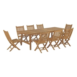 Marina 9 Piece Outdoor Patio Teak Outdoor Dining Set C - Natural 