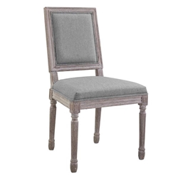 Court Vintage French Upholstered Fabric Dining Side Chair - Light Gray 