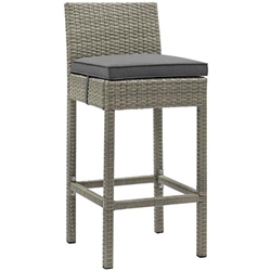 Conduit Outdoor Patio Wicker Rattan Bar Stool - Light Gray Charcoal 