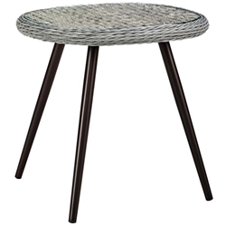 Endeavor Outdoor Patio Wicker Rattan Side Table - Gray 