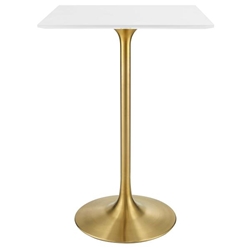 Lippa 28" Square Wood Top Bar Table - Gold White 