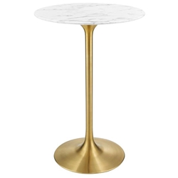 Lippa 28" Artificial Marble Bar Table - Gold White 