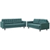 Empress Sofa and Loveseat Set of 2 - Teal