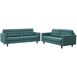 Empress Sofa and Loveseat Set of 2 - Teal 