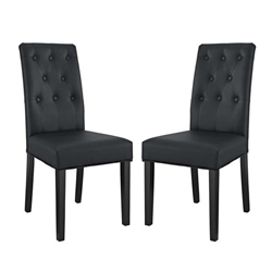 Confer Dining Side Chair Vinyl Set of 2 - Black 