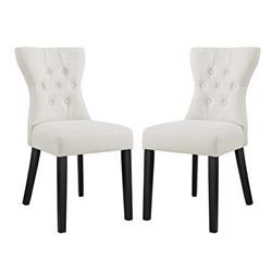 Silhouette Dining Side Chairs Upholstered Fabric Set of 2 - Beige 