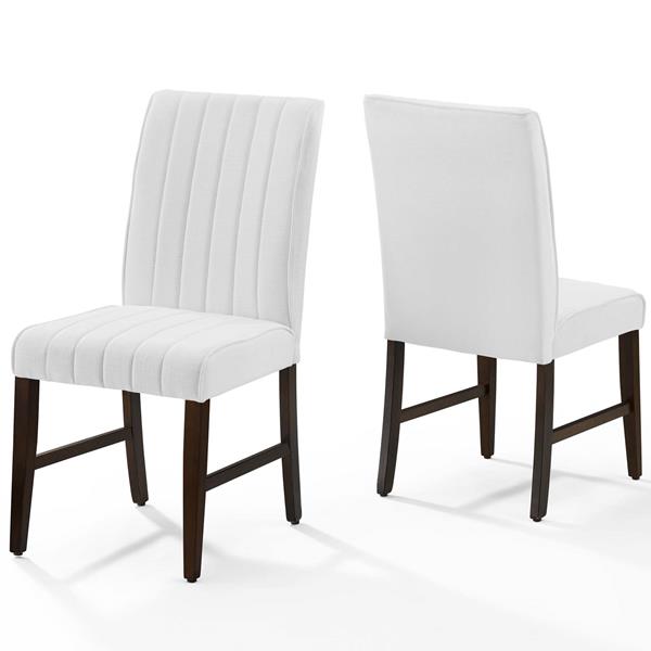 Motivate Channel Tufted Upholstered Fabric Dining Chair Set of 2 - White 