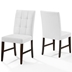 Promulgate Biscuit Tufted Upholstered Faux Leather Dining Side Chair Set of 2 - White