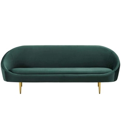 Sublime Vertical Curve Back Performance Velvet Sofa - Green 