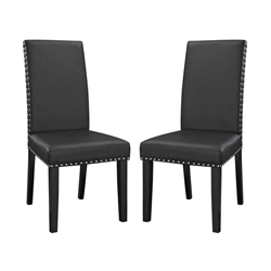 Parcel Dining Side Chair Vinyl Set of 2 - Black 