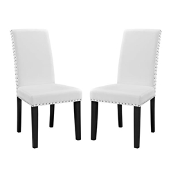 Parcel Dining Side Chair Vinyl Set of 2 - White 