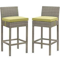 Conduit Bar Stool Outdoor Patio Wicker Rattan Set of 2 - Light Gray Peridot 