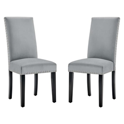 Parcel Performance Velvet Dining Side Chairs - Set of 2 - Light Gray 