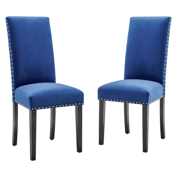 Parcel Performance Velvet Dining Side Chairs - Set of 2 - Navy 