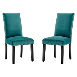 Parcel Performance Velvet Dining Side Chairs - Set of 2 - Teal 