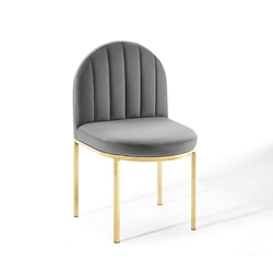 Isla Channel Tufted Performance Velvet Dining Side Chair - Gold Gray 