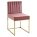 Carriage Channel Tufted Sled Base Performance Velvet Dining Chair - Gold Dusty Rose - MOD5863