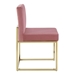 Carriage Channel Tufted Sled Base Performance Velvet Dining Chair - Gold Dusty Rose - MOD5863