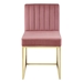 Carriage Channel Tufted Sled Base Performance Velvet Dining Chair - Gold Dusty Rose - MOD5863