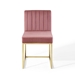 Carriage Channel Tufted Sled Base Performance Velvet Dining Chair - Gold Dusty Rose - MOD5863