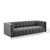 Mesmer Channel Tufted Button Performance Velvet Sofa - Charcoal