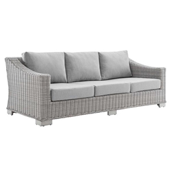 Conway Sunbrella® Outdoor Patio Wicker Rattan Sofa - Light Gray Gray 